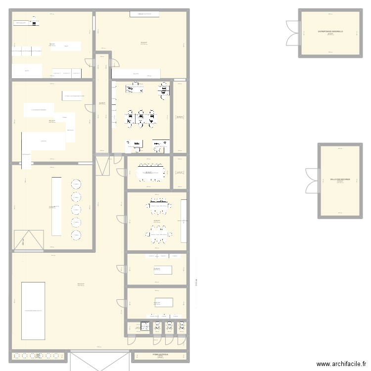 PLAN 1260M2 OPEN SPACE v3. Plan de 21 pièces et 645 m2