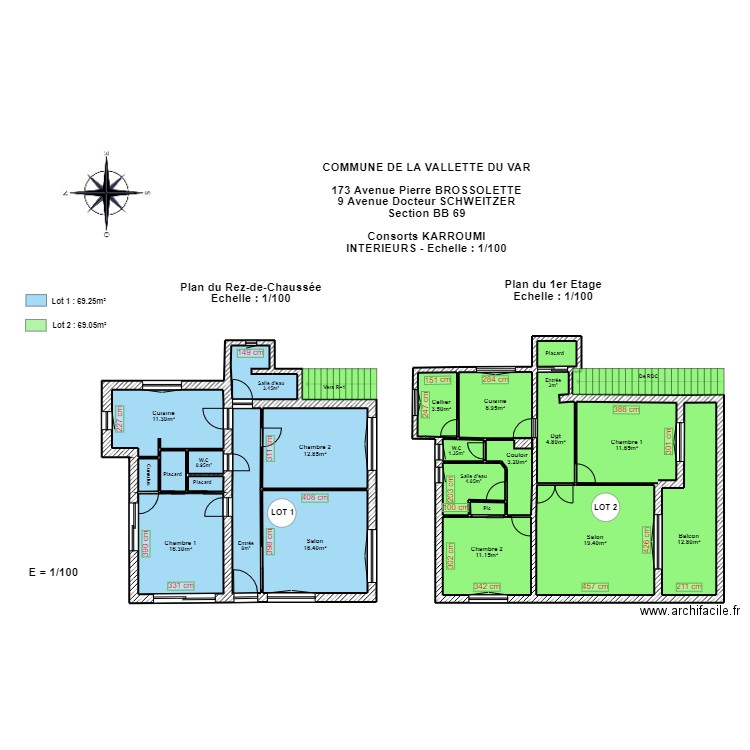 KARROUMI RDC ET R+1. Plan de 21 pièces et 151 m2