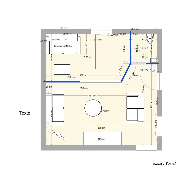 salon WC sans sdb. Plan de 0 pièce et 0 m2