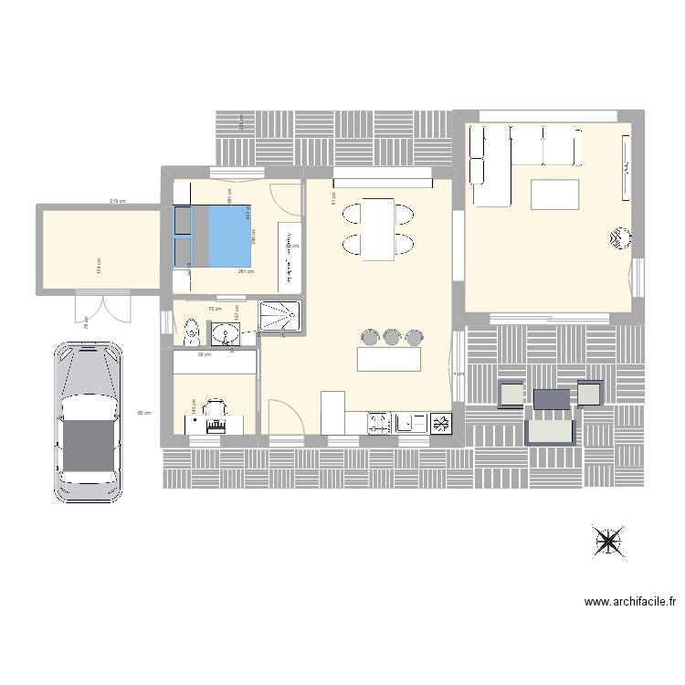 Pré Louis retraite. Plan de 5 pièces et 71 m2