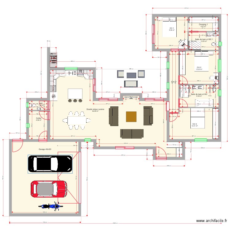 PLAN 130 m2 . Plan de 0 pièce et 0 m2