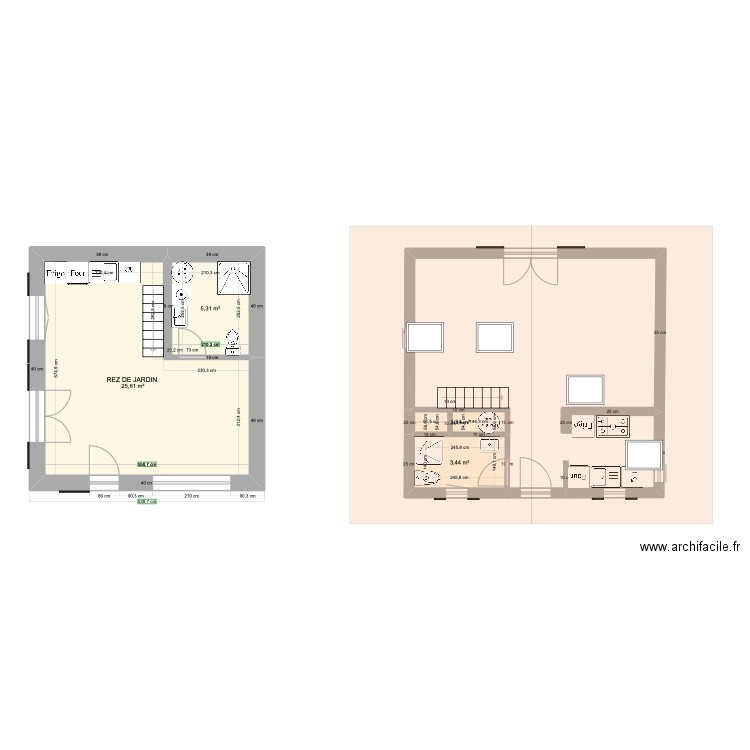 LAQUET SUD Panoramique. Plan de 4 pièces et 36 m2