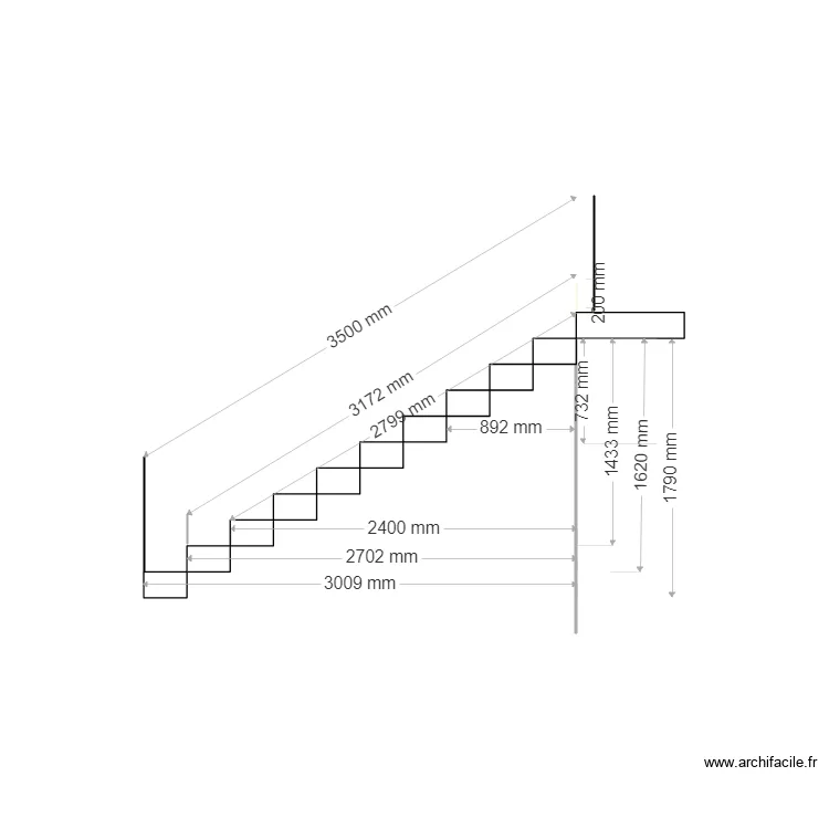 plan escalier. Plan de 