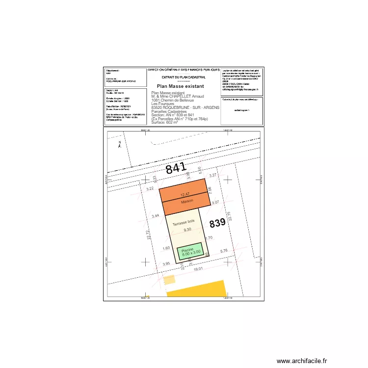 Plan Masse existant. Plan de 