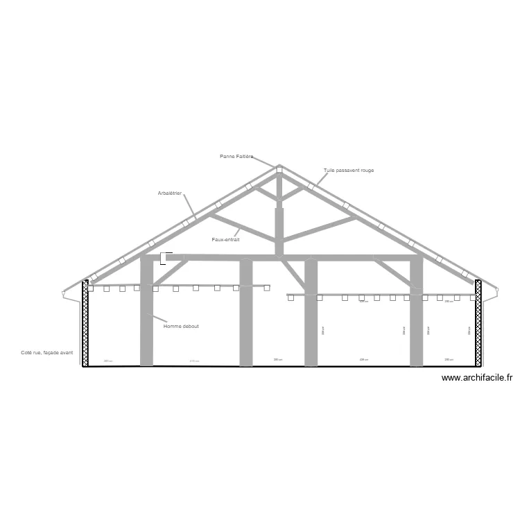 coupe transversale Grange avant travaux . Plan de 