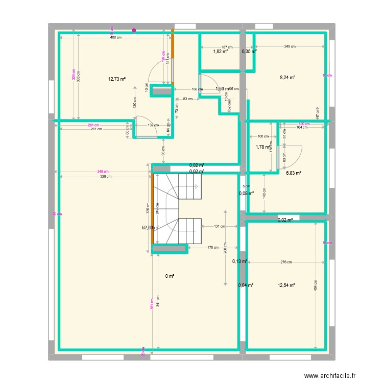 Ayes placo doublage - Option 2. Plan de 43 pièces et 197 m2