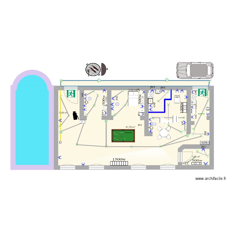 ZAABI VS EXAUCE. Plan de 4 pièces et 48 m2