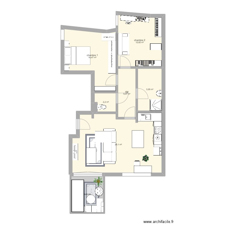 appart jonquilles. Plan de 0 pièce et 0 m2