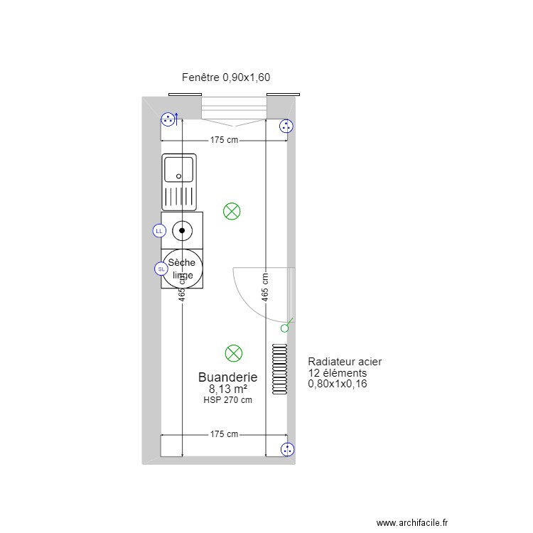Buanderie. Plan de 0 pièce et 0 m2