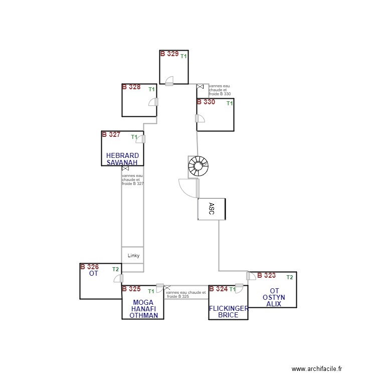 Arolles B 3ème étage. Plan de 10 pièces et 4 m2