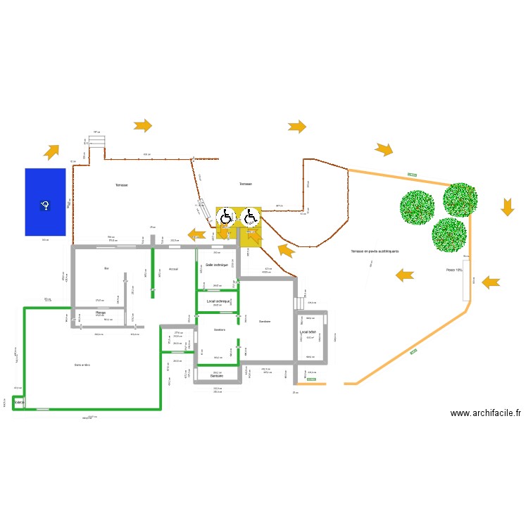 Buissière - plan du bati après travaux - V2. Plan de 4 pièces et 21 m2