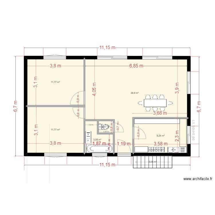 plan bon castel OO1. Plan de 13 pièces et 133 m2