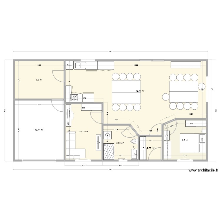 maison juste murs extérieurs. Plan de 7 pièces et 96 m2