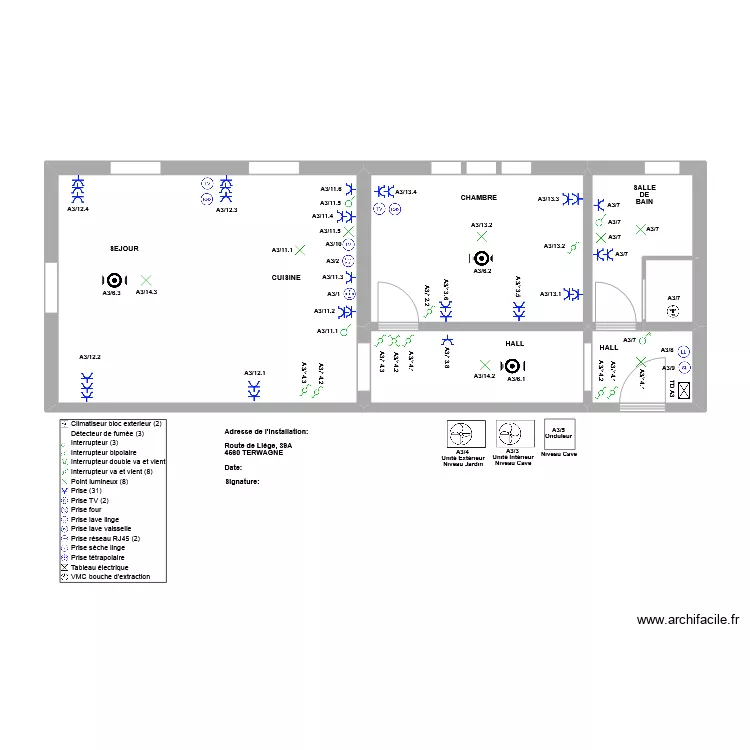 Appartement A3. Plan de 