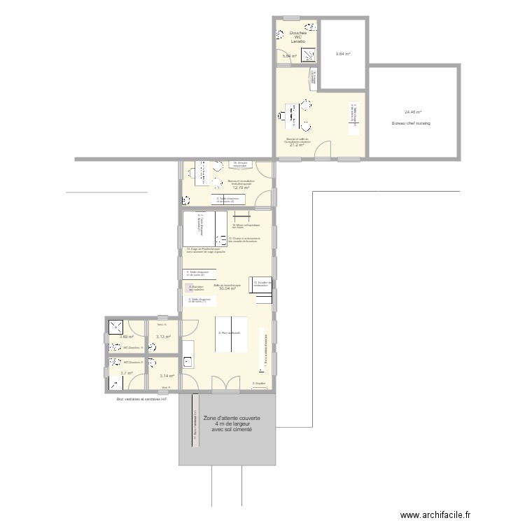 Service kinésithérapie Hôpital Kayanza  Equipé GTS . Plan de 0 pièce et 0 m2