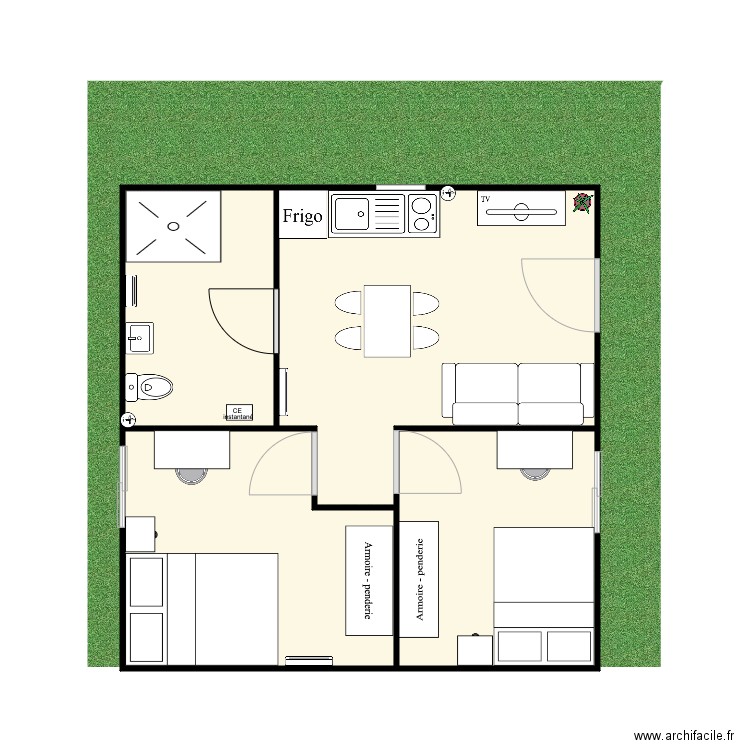 Plan logement d urgence 3 pièces. Plan de 0 pièce et 0 m2