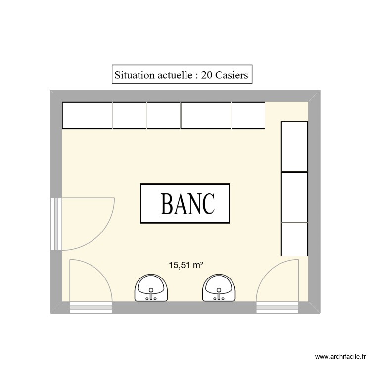 Plan Vestiaire - Situation actuelle. Plan de 0 pièce et 0 m2