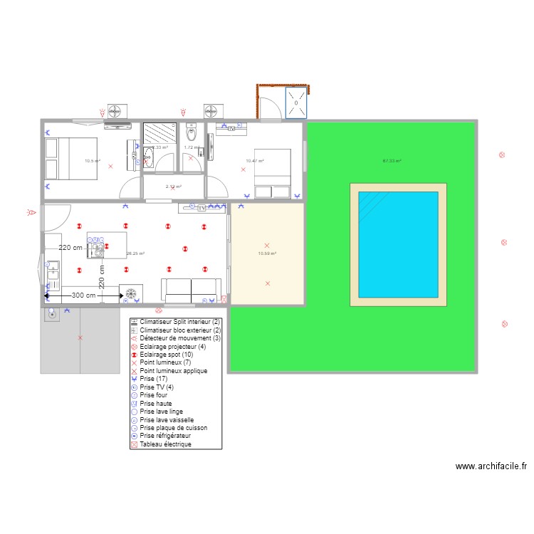 plan elec villa 1. Plan de 0 pièce et 0 m2