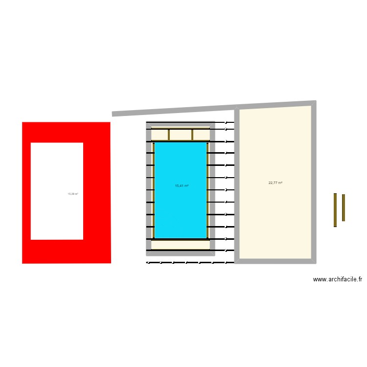 TERRASSE. Plan de 2 pièces et 38 m2