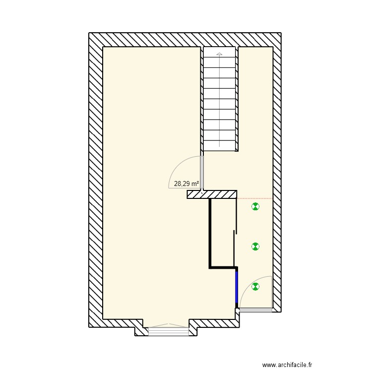 FABRE. Plan de 1 pièce et 28 m2