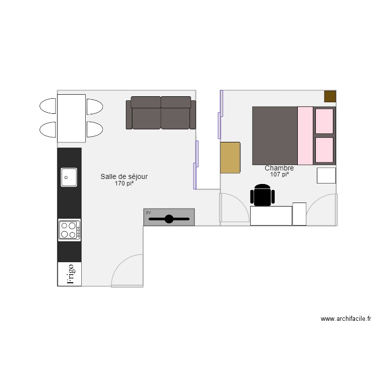 Appartement. Plan de 2 pièces et 26 m2
