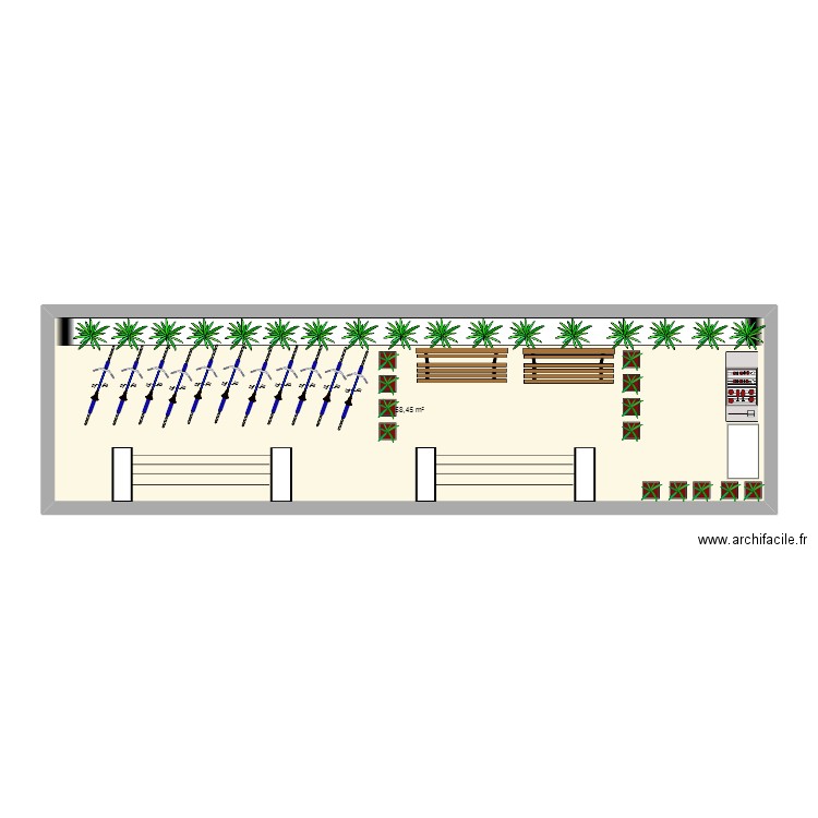 APOLLO. Plan de 1 pièce et 58 m2