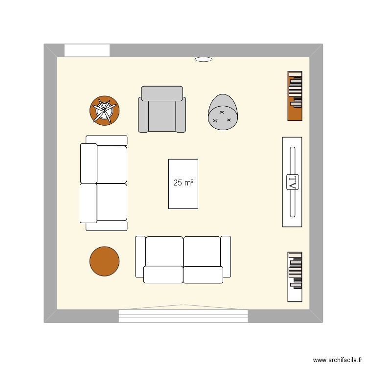 Proyecto. Plan de 1 pièce et 25 m2