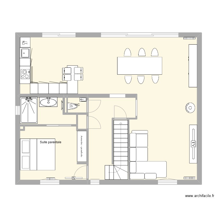 Premier etage  Etat futur. Plan de 5 pièces et 78 m2