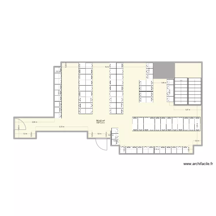 Salle de sport. Plan de 3  et 63 m²