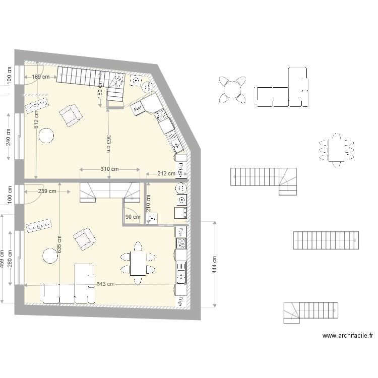 Plan remise  rez de jardin 1 V' 06/05/2022. Plan de 2 pièces et 107 m2
