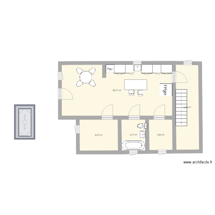 1er etage appartement. Plan de 0 pièce et 0 m2