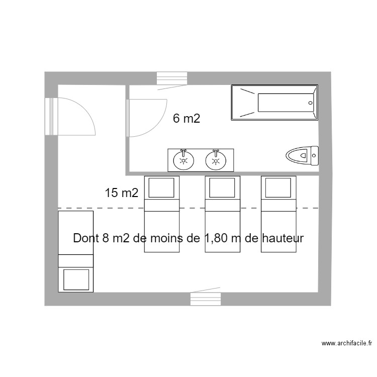 Plan maison montoison extension 1er étage. Plan de 2 pièces et 20 m2