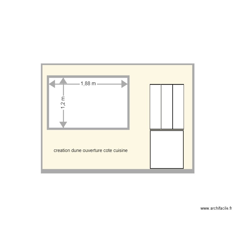 maison  ouverture cote cuisine. Plan de 2 pièces et 11 m2