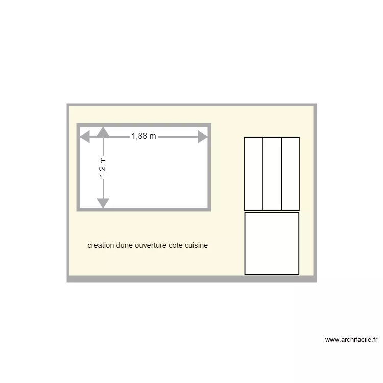 maison  ouverture cote cuisine. Plan de 