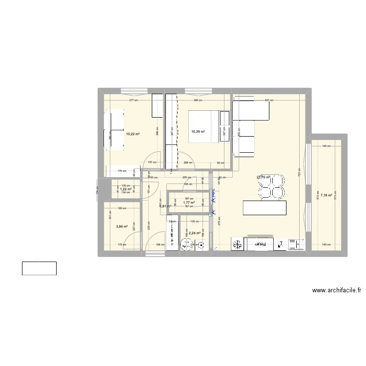 appartement 2. Plan de 9 pièces et 71 m2
