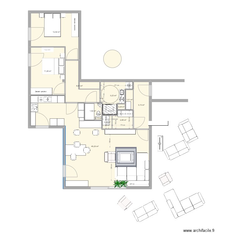 LIGNE BLEUE 9. Plan de 12 pièces et 93 m2