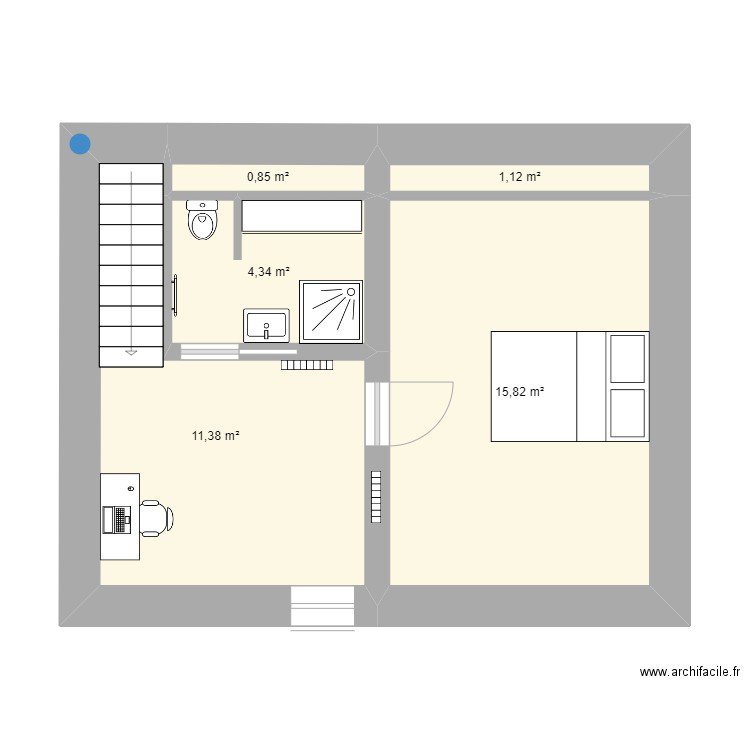 71 route de la frelaudais (étage). Plan de 5 pièces et 34 m2