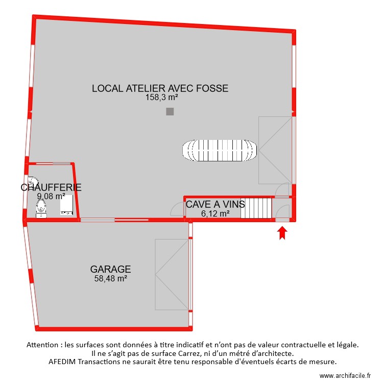 BI9028 RDC. Plan de 5 pièces et 233 m2