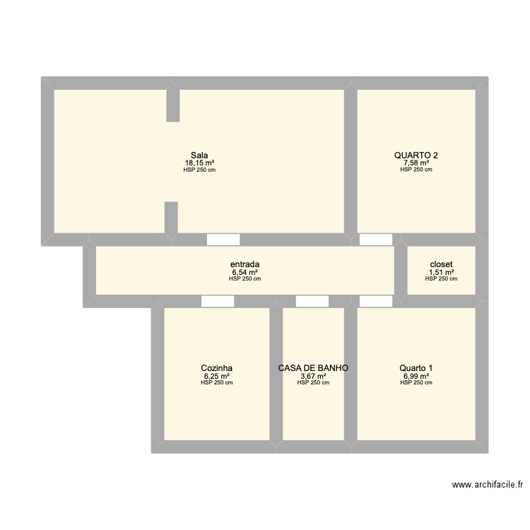 Catarina 1. Plan de 7 pièces et 51 m2