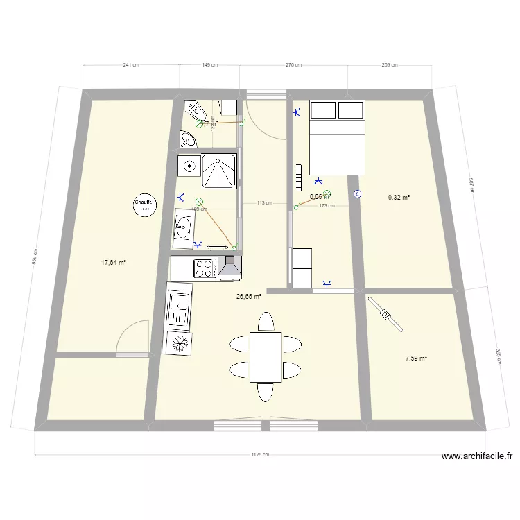 Plan sous toiture Rosy . Plan de 