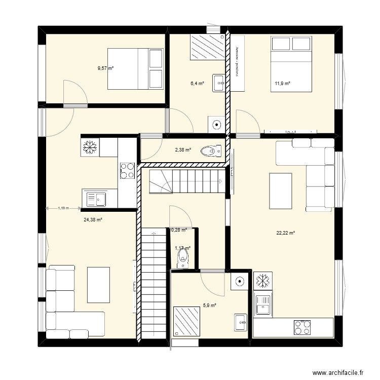 LE PIN 1. Plan de 9 pièces et 94 m2