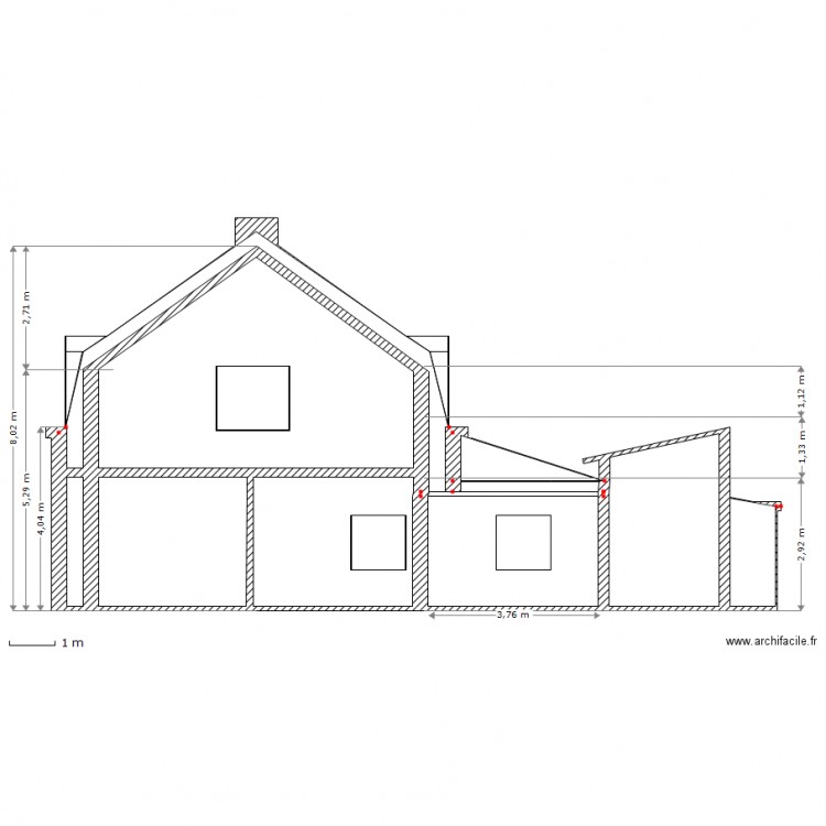 plan de coupe lateral. Plan de 0 pièce et 0 m2