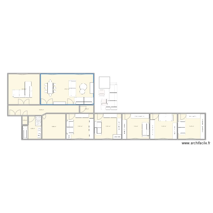 NEW YORK 3E. Plan de 12 pièces et 130 m2