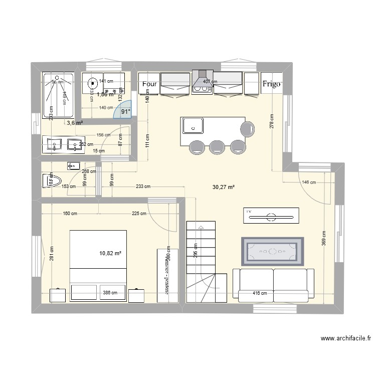 brindeau 3. Plan de 4 pièces et 47 m2