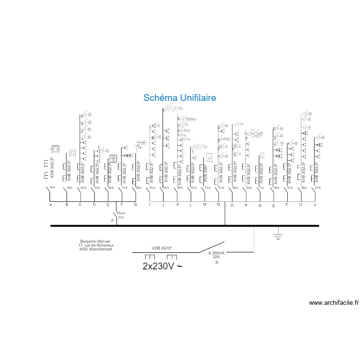 unifilaire Xhendremael. Plan de 