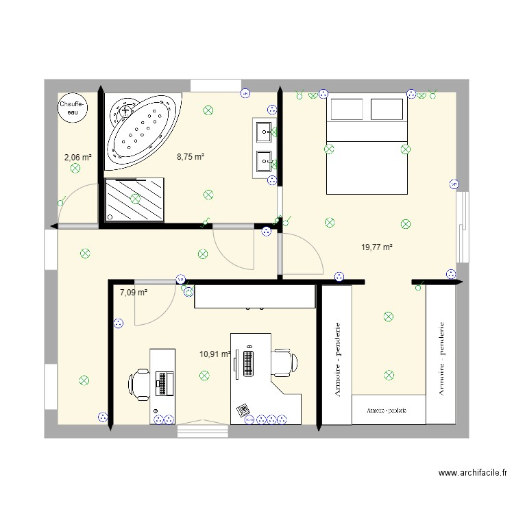 suite marmande 1. Plan de 5 pièces et 49 m2