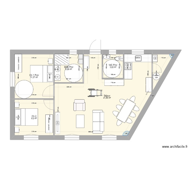 STGEORGE EBAUCHE. Plan de 5 pièces et 71 m2