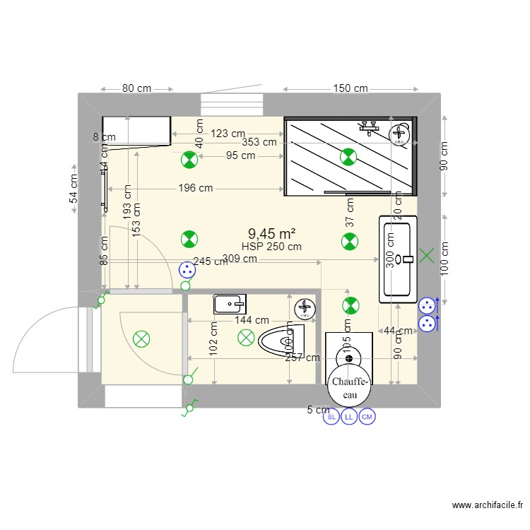 Salle de Bain Andernos. Plan de 0 pièce et 0 m2