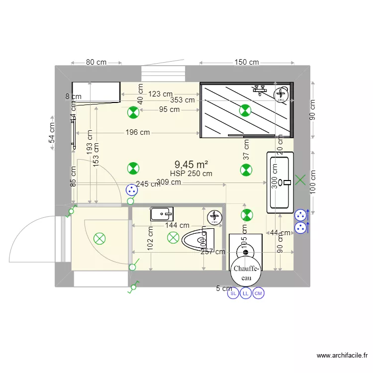 Salle de Bain Andernos. Plan de 