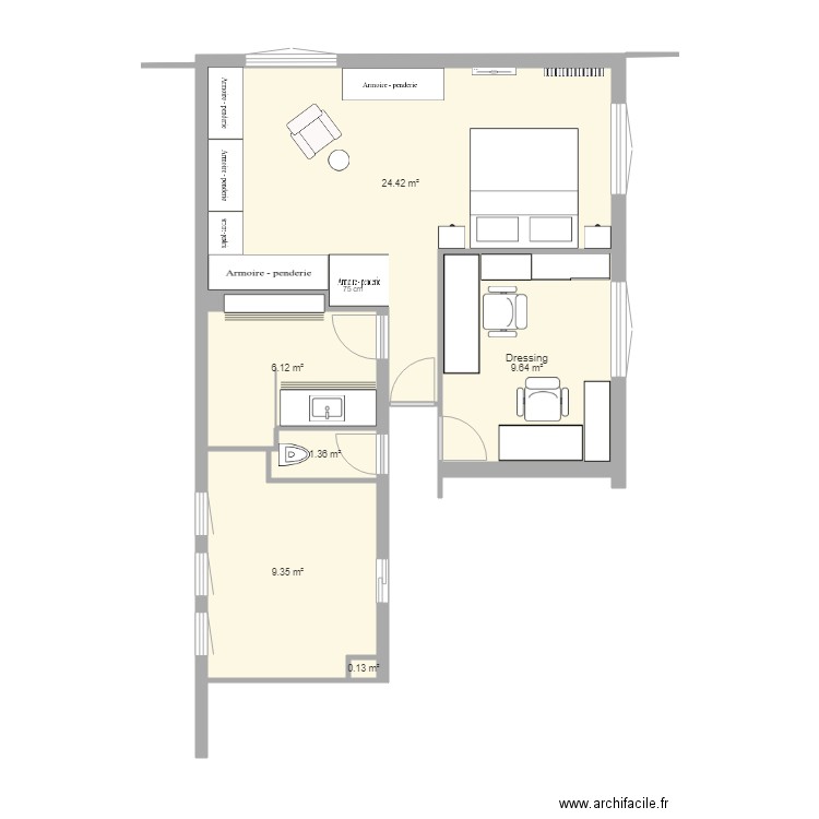 RDC Maison Modif Chambre 1 et  bureau. Plan de 0 pièce et 0 m2